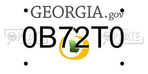 0B72T0 Georgia License Plate
