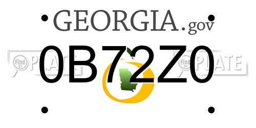 0B72Z0 Georgia License Plate