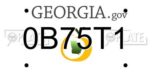 0B75T1 Georgia License Plate