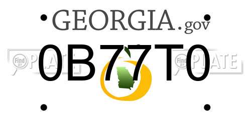 0B77T0 Georgia License Plate