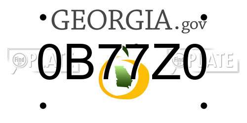 0B77Z0 Georgia License Plate
