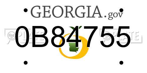 0B84755 Georgia License Plate