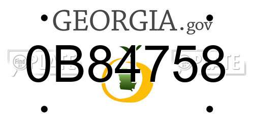 0B84758 Georgia License Plate