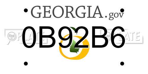 0B92B6 Georgia License Plate