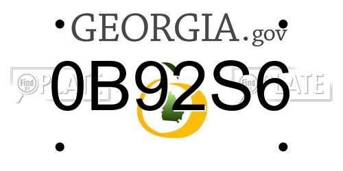 0B92S6 Georgia License Plate