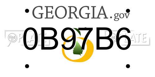 0B97B6 Georgia License Plate