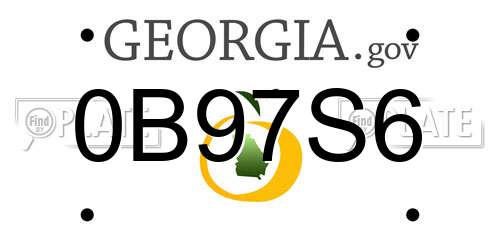 0B97S6 Georgia License Plate