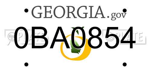 0BA0854 Georgia License Plate
