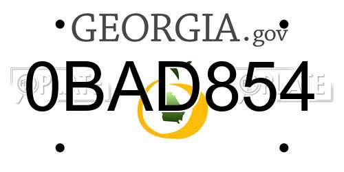 0BAD854 Georgia License Plate