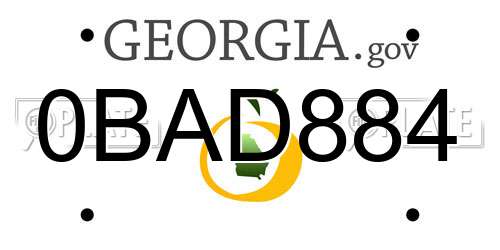 0BAD884 Georgia License Plate