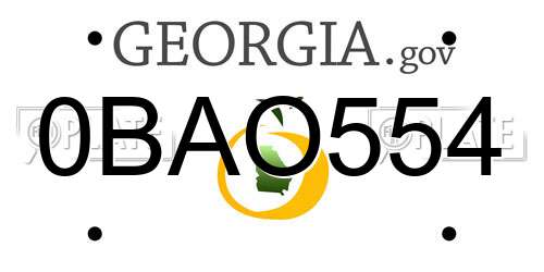 0BAO554 Georgia License Plate