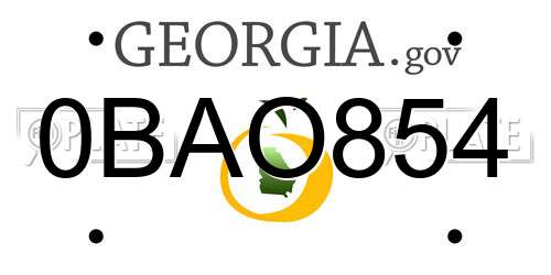 0BAO854 Georgia License Plate