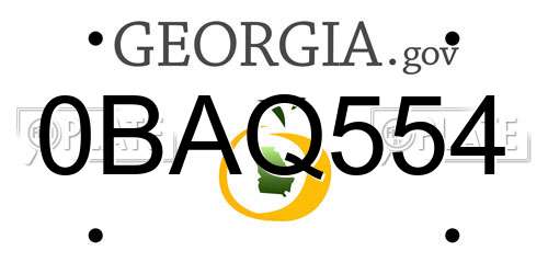 0BAQ554 Georgia License Plate