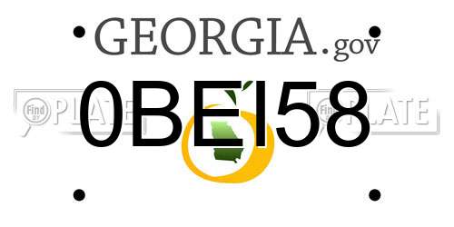 0BEI58 Georgia License Plate