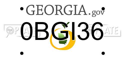 0BGI36 Georgia License Plate