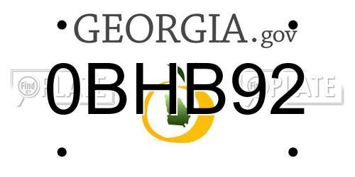 0BHB92 Georgia License Plate