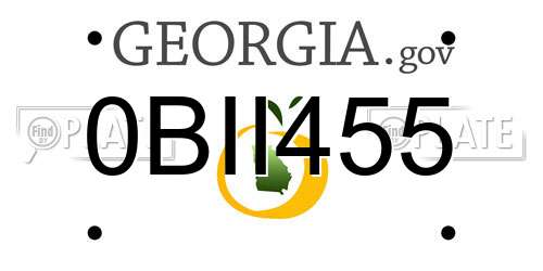 0BII455 Georgia License Plate