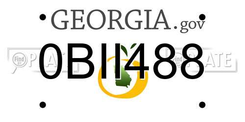 0BII488 Georgia License Plate