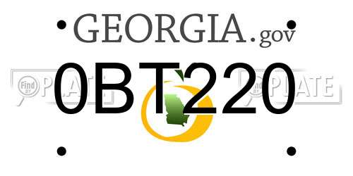 0BT220 Georgia License Plate