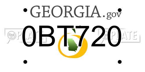 0BT720 Georgia License Plate