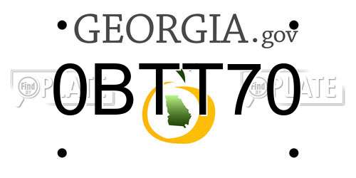0BTT70 Georgia License Plate