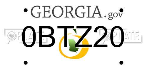 0BTZ20 Georgia License Plate