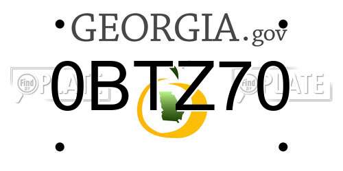 0BTZ70 Georgia License Plate