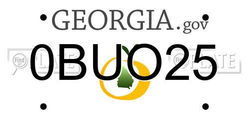 0BUO25 Georgia License Plate