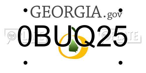 0BUQ25 Georgia License Plate
