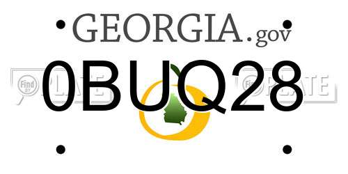 0BUQ28 Georgia License Plate