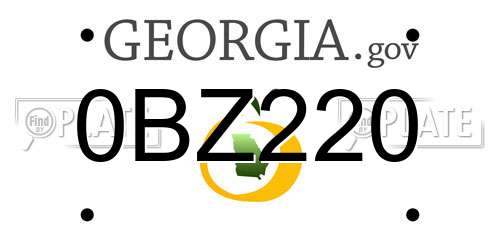 0BZ220 Georgia License Plate