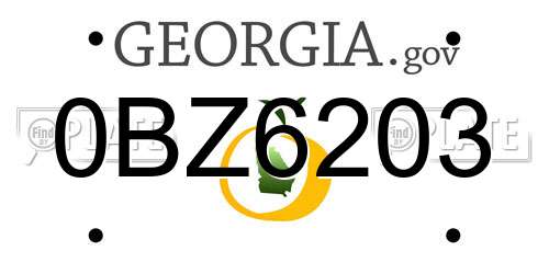 0BZ6203 Georgia License Plate