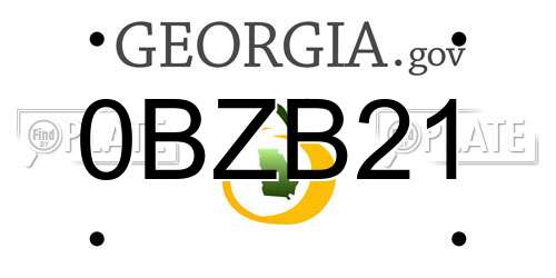 0BZB21 Georgia License Plate