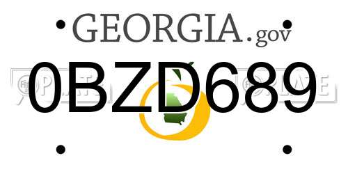 0BZD689 Georgia License Plate