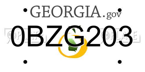 0BZG203 Georgia License Plate