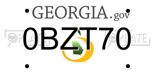 0BZT70 Georgia License Plate
