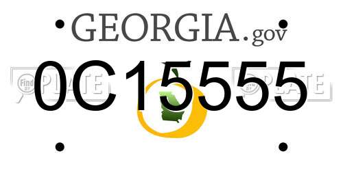 0C15555 Georgia License Plate