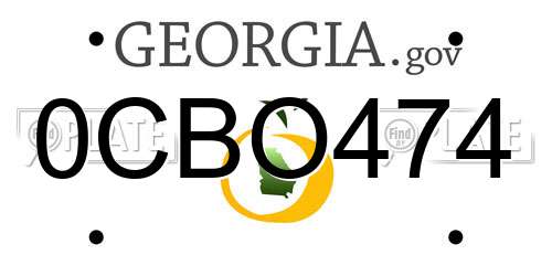 0CBO474 Georgia License Plate