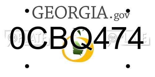 0CBQ474 Georgia License Plate