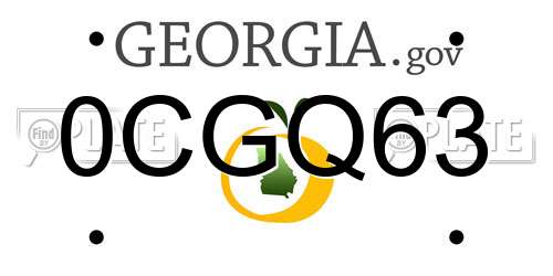 0CGQ63 Georgia License Plate