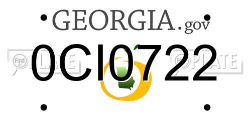 0CI0722 Georgia License Plate