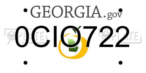 0CIO722 Georgia License Plate