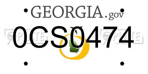 0CS0474 Georgia License Plate
