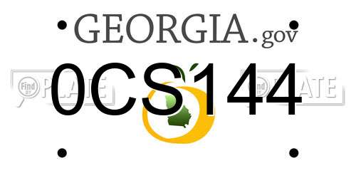 0CS144 Georgia License Plate