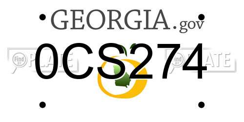 0CS274 Georgia License Plate