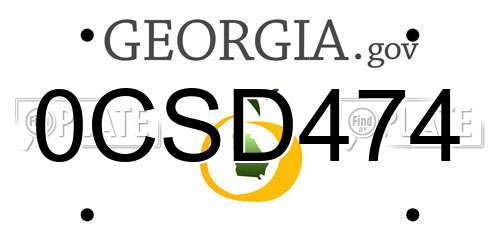 0CSD474 Georgia License Plate