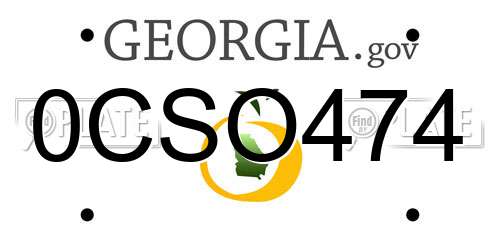 0CSO474 Georgia License Plate