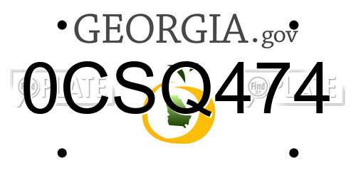 0CSQ474 Georgia License Plate