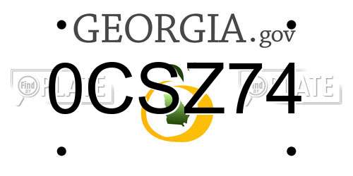 0CSZ74 Georgia License Plate