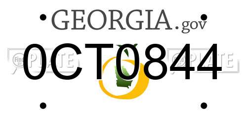 0CT0844 Georgia License Plate